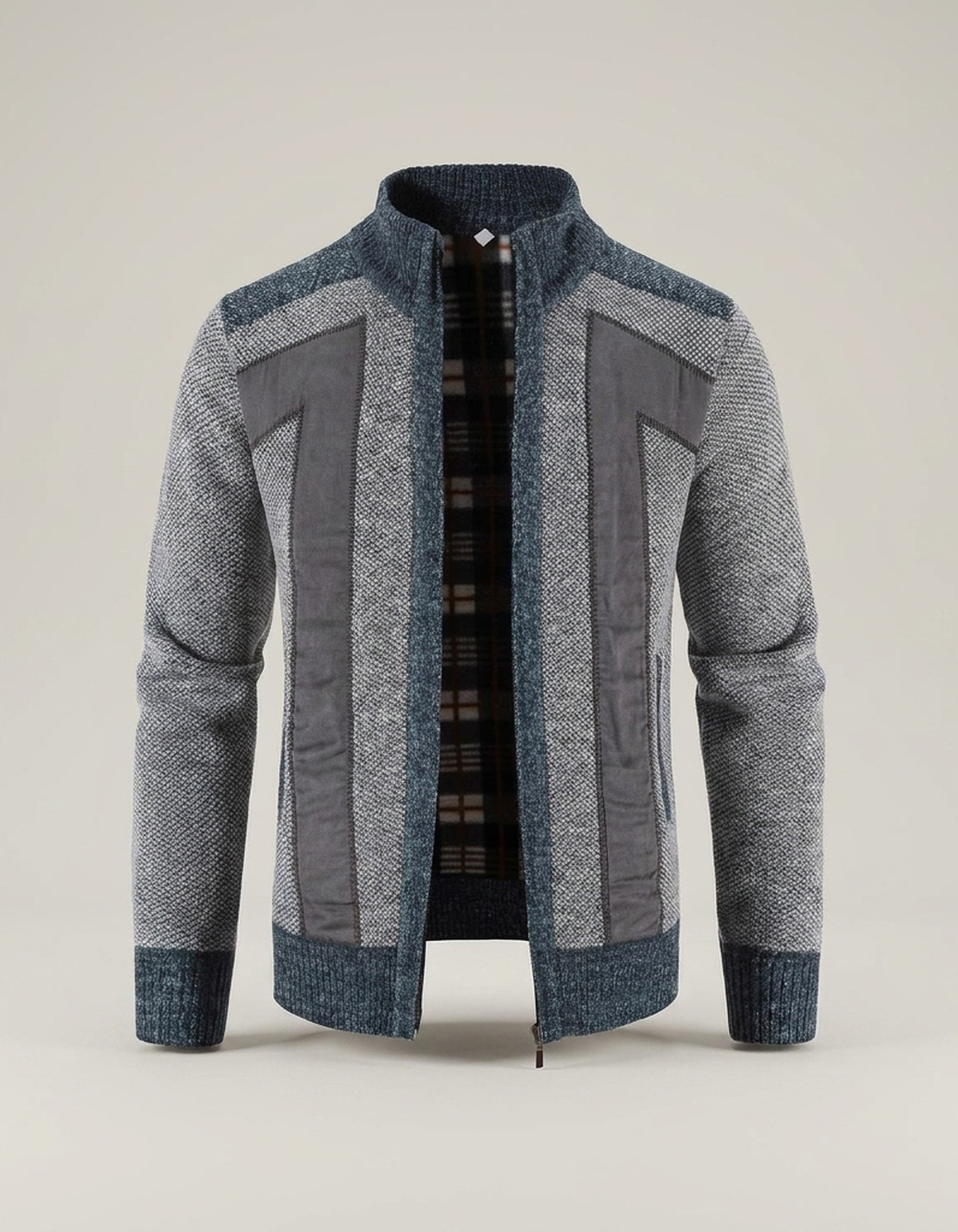 PLUXSTYLE::numise::andre-zip-front-cardigan::pack-light-gray