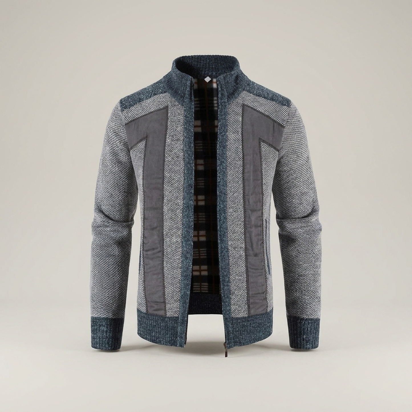 PLUXSTYLE::numise::andre-zip-front-cardigan::pack-light-gray