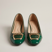 PLUXSTYLE::numise::ava-chain-detail-block-heel-loafers::pack-green