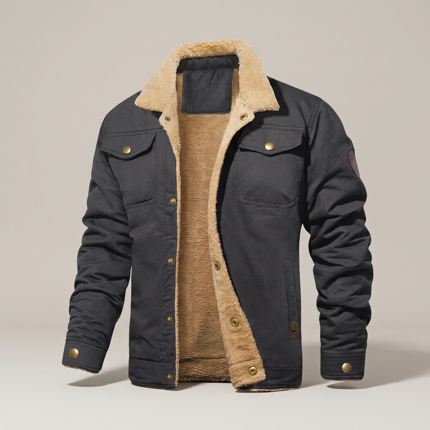PLUXSTYLE::numise::mens-button-front-parka::pack-grey
