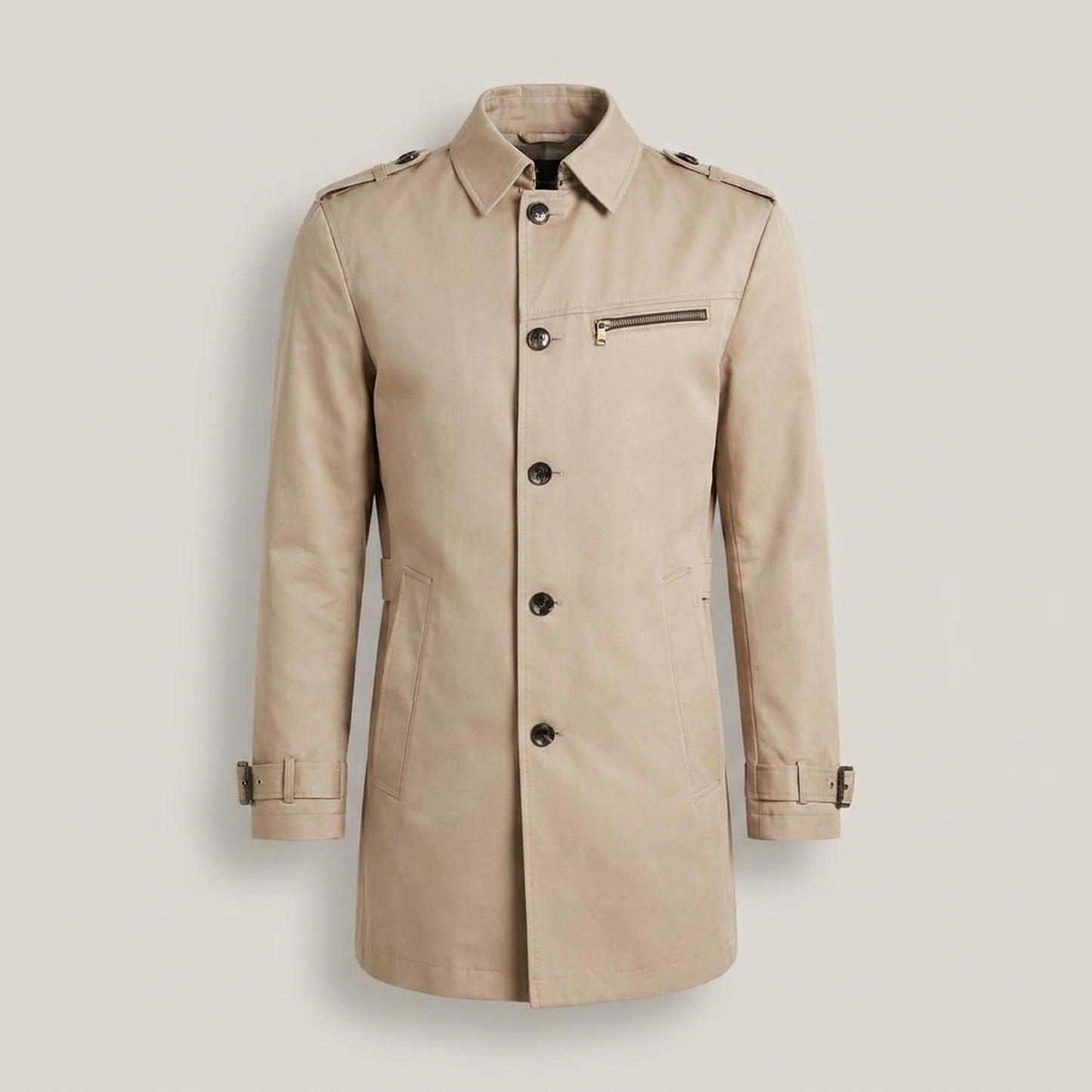 PLUXSTYLE::numise::mens-waist-belt-parka::pack-light-beige