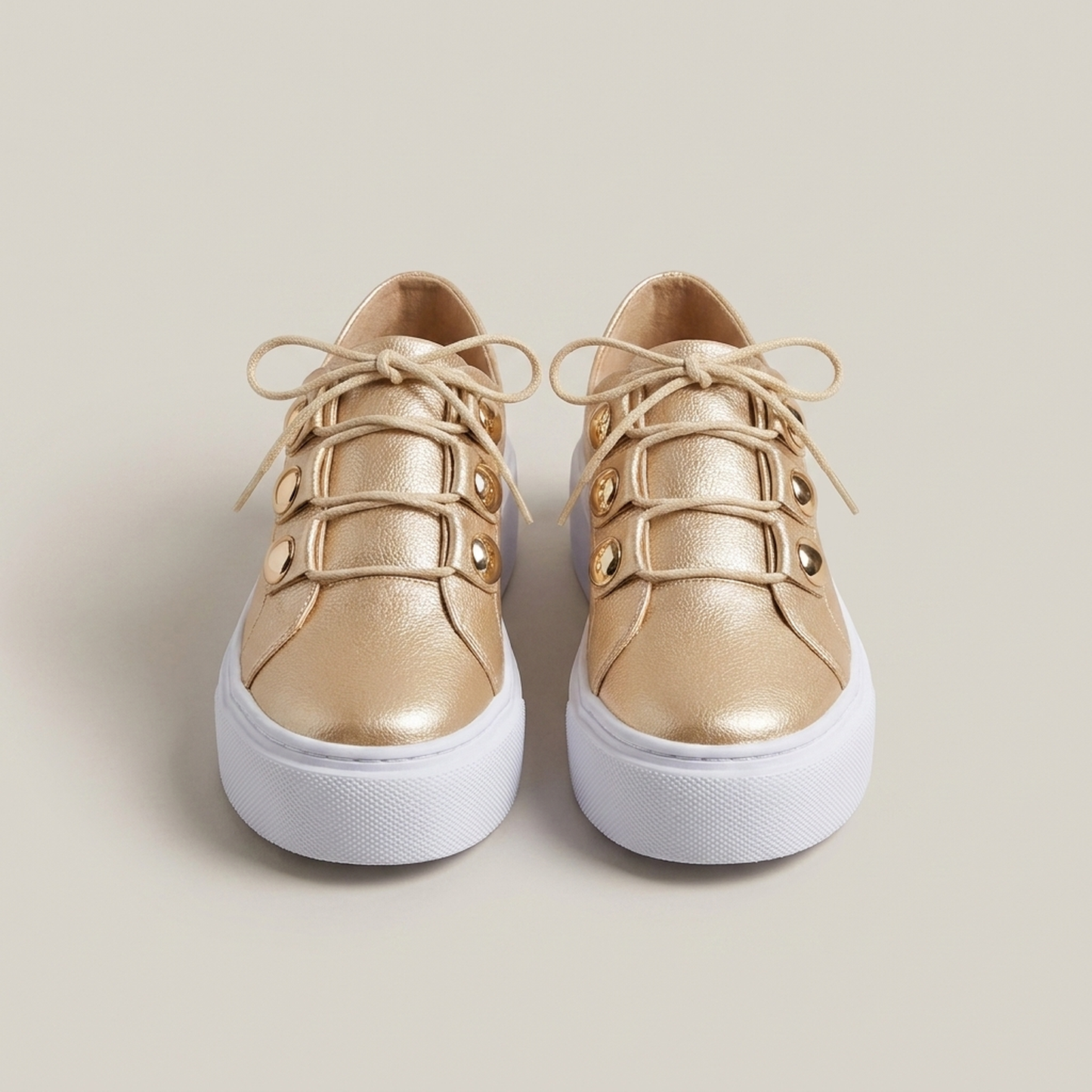 PLUXSTYLE::numise::aria-studded-platform-sneakers::pack-gold
