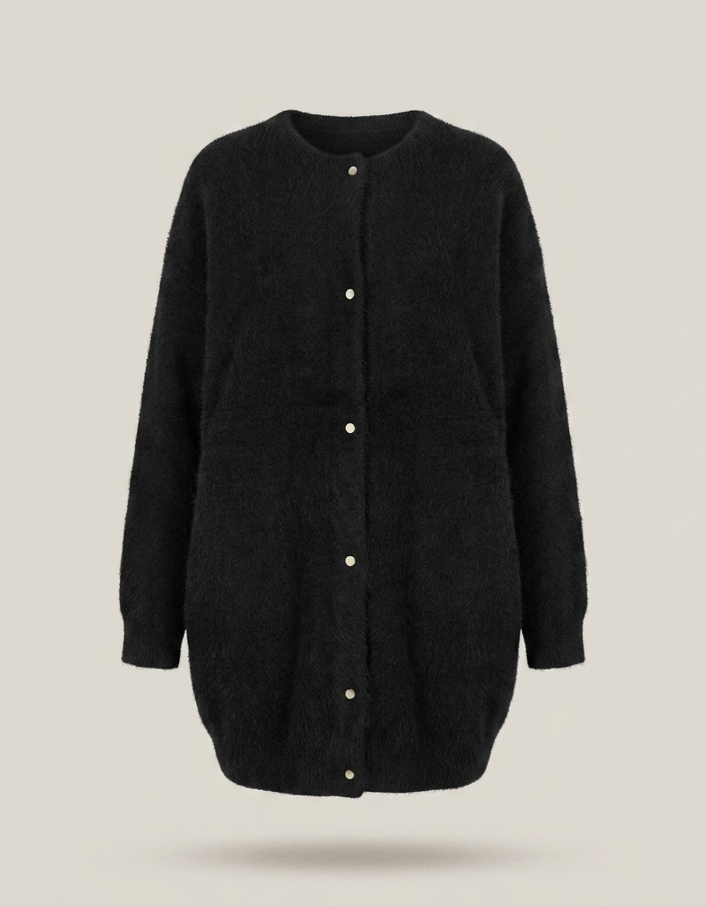 PLUXSTYLE::numise::longline-button-front-cardigan::pack-black