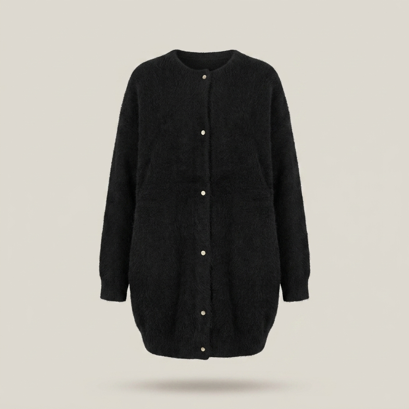 PLUXSTYLE::numise::longline-button-front-cardigan::pack-black