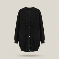 PLUXSTYLE::numise::longline-button-front-cardigan::pack-black