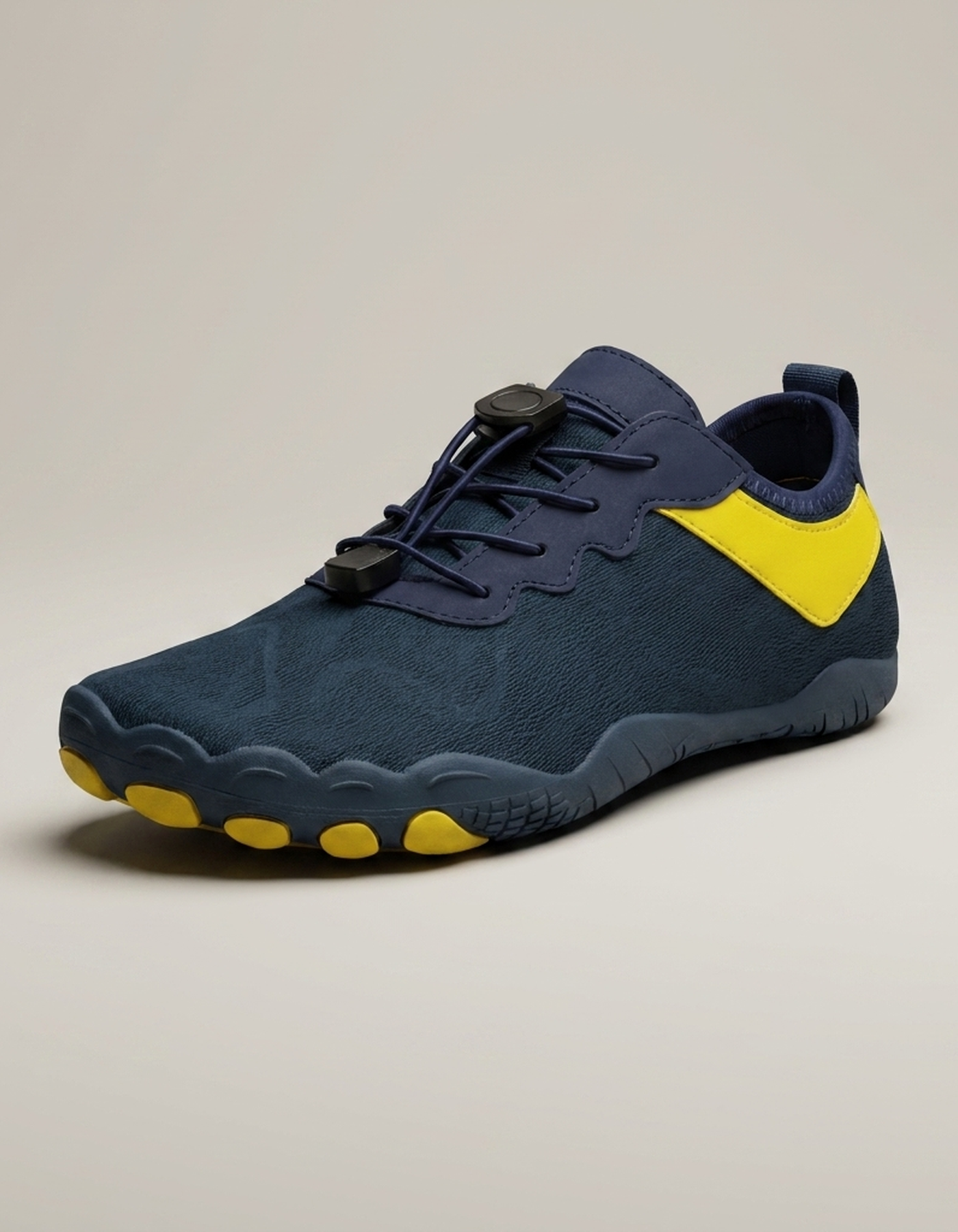 PLUXSTYLE::numise::mens-toggle-lace-barefoot-sneakers::closeup-hero