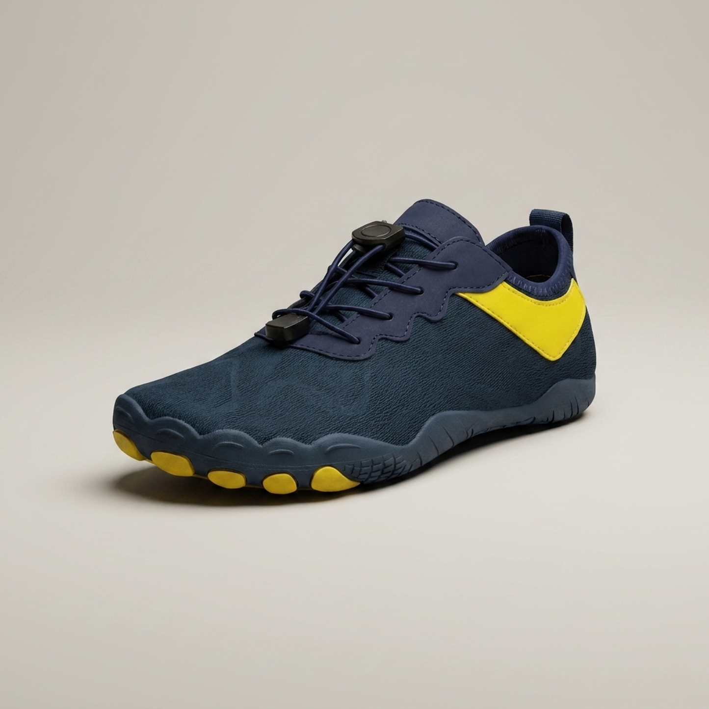 PLUXSTYLE::numise::mens-toggle-lace-barefoot-sneakers::closeup-hero