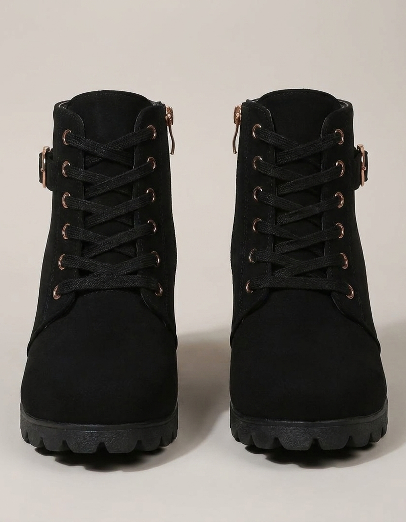 PLUXSTYLE::numise::buckle-chunky-heel-ankle-boots::pack-black