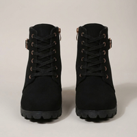 PLUXSTYLE::numise::buckle-chunky-heel-ankle-boots::pack-black
