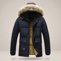PLUXSTYLE::numise::mens-faux-fur-hood-parka::pack-navy-blue