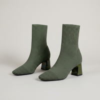 PLUXSTYLE::numise::pointed-toe-slip-on-ankle-boots::pack-green