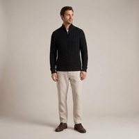 PLUXSTYLE::numise::mens-cable-zip-neck-sweater::front