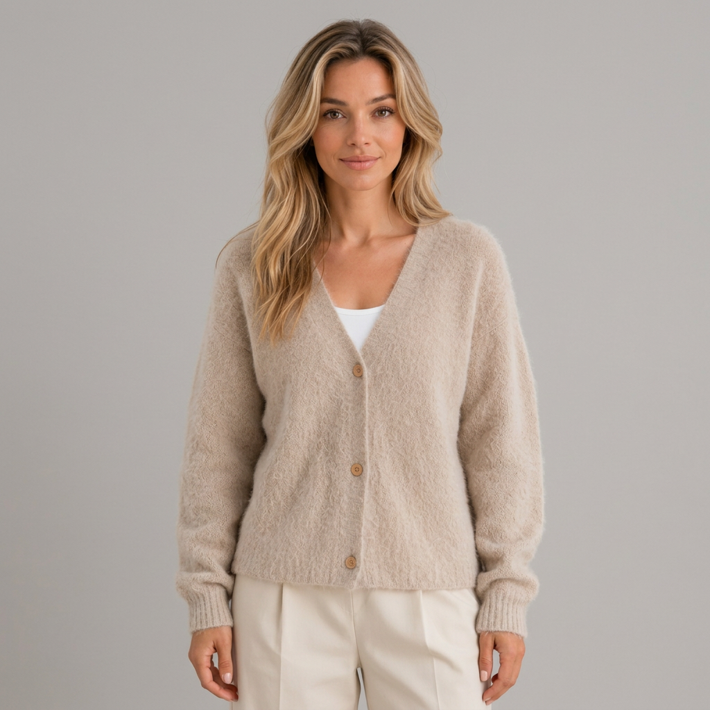 Relaxed Fit Soft V-Neck Cardigan