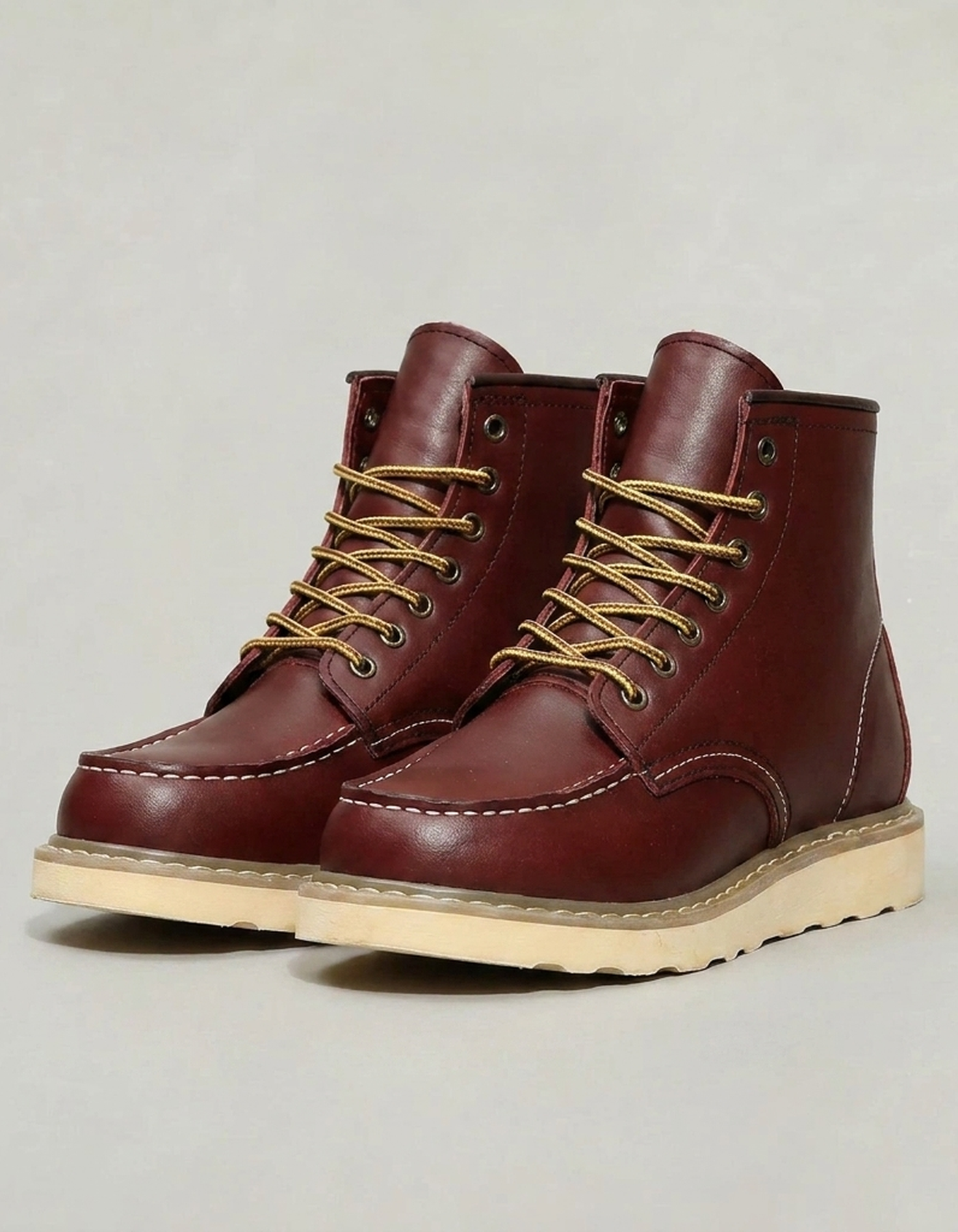PLUXSTYLE::numise::mens-moc-toe-work-boots::pack-burgundy