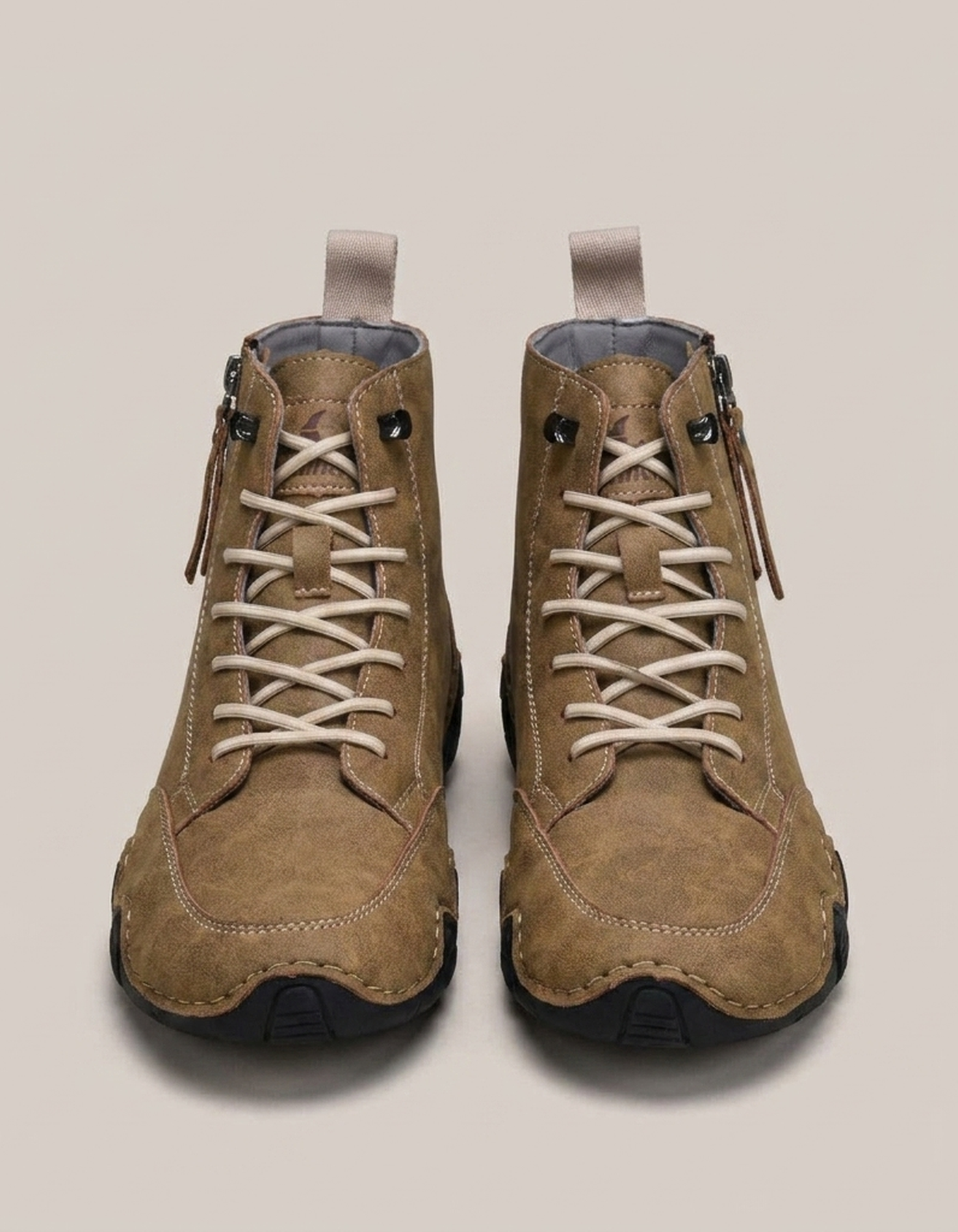 PLUXSTYLE::numise::mens-side-zip-combat-boots::pack-khaki