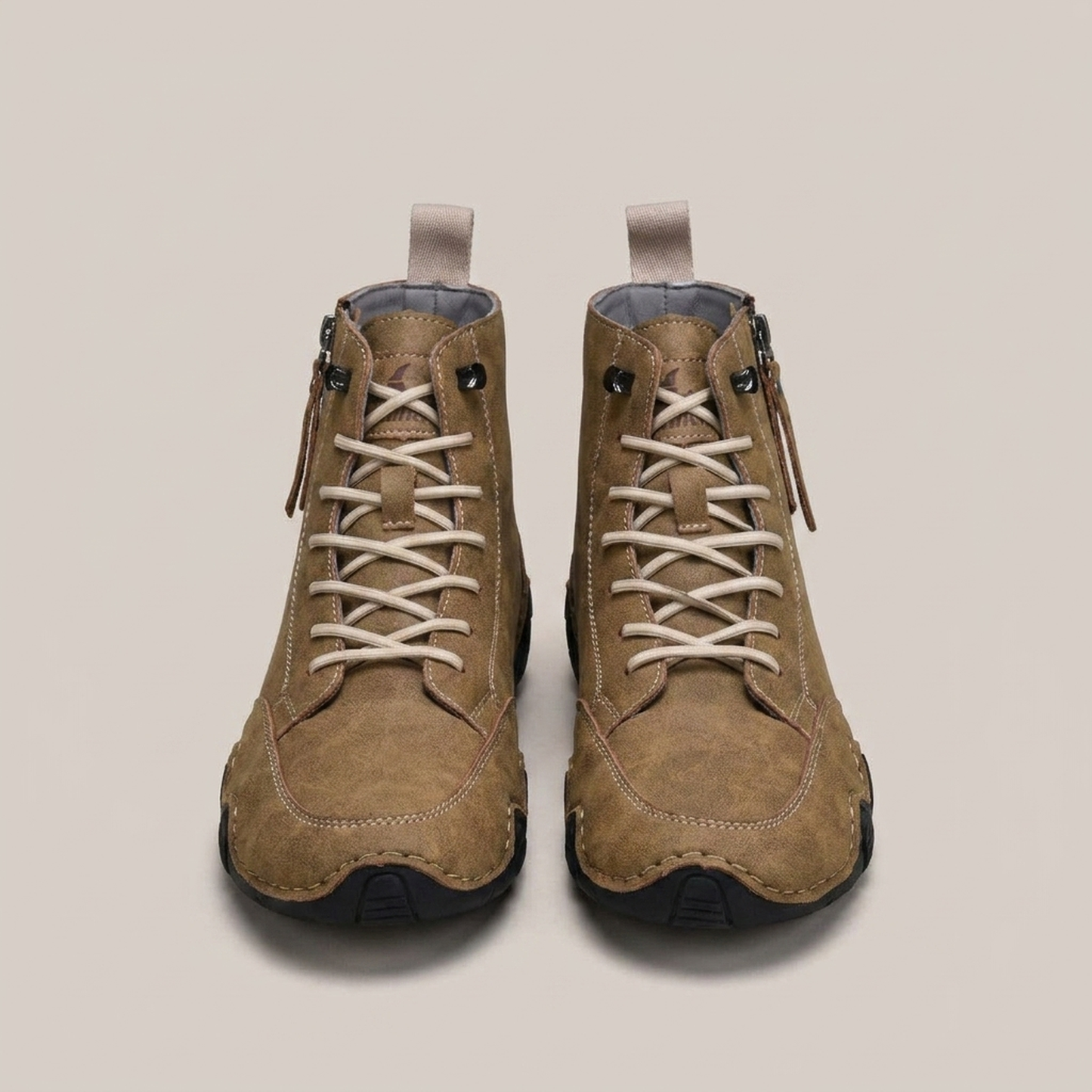 PLUXSTYLE::numise::mens-side-zip-combat-boots::pack-khaki