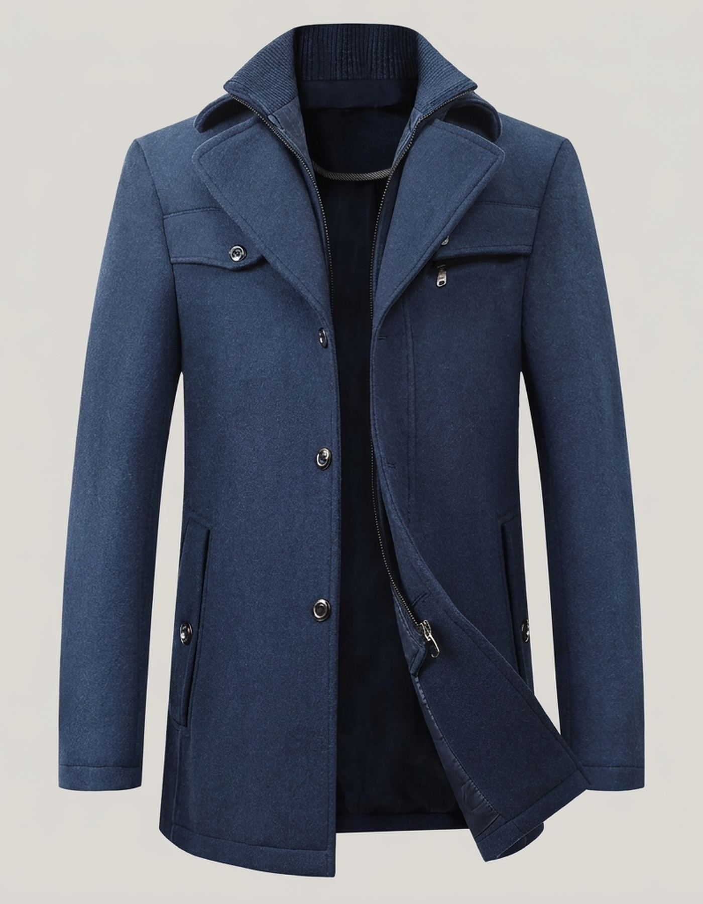 PLUXSTYLE::numise::mens-stand-collar-business-parka::pack-blue