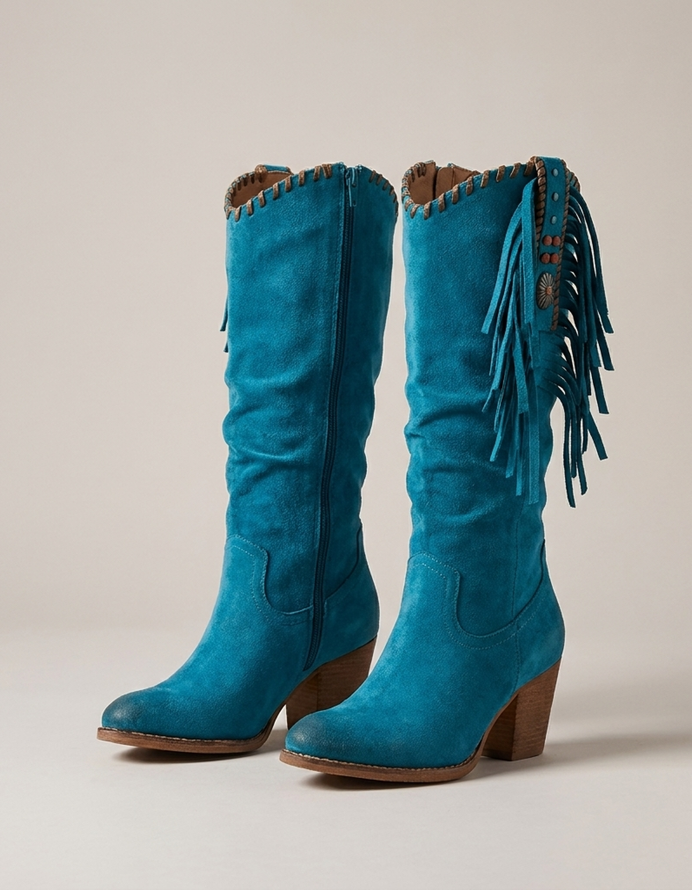PLUXSTYLE::numise::womens-fringe-cowboy-boots::pack-turquoise