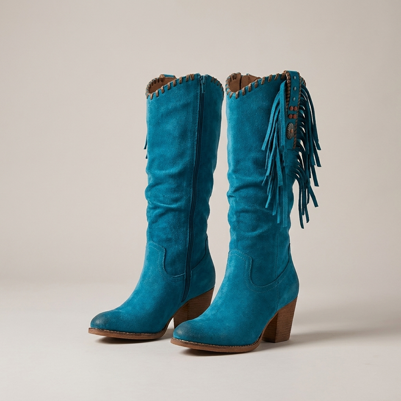 PLUXSTYLE::numise::womens-fringe-cowboy-boots::pack-turquoise