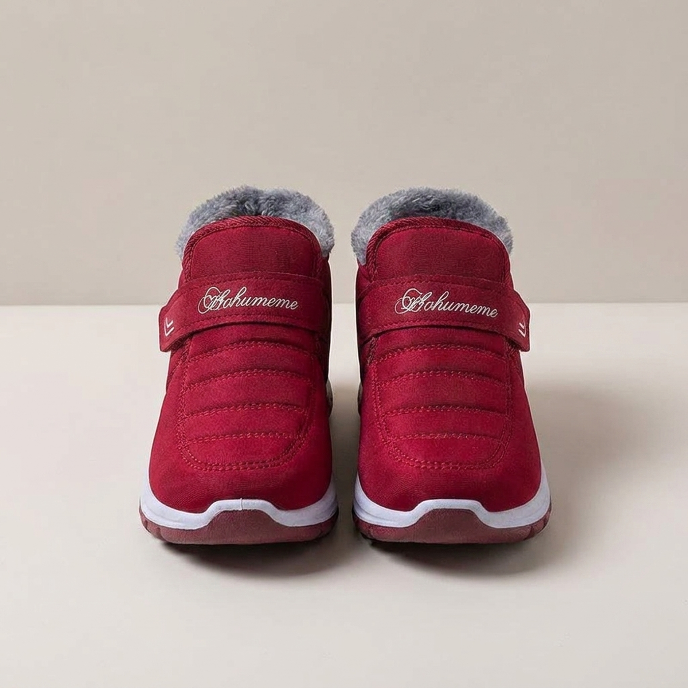 PLUXSTYLE::numise::womens-slip-on-snow-boots::pack-red