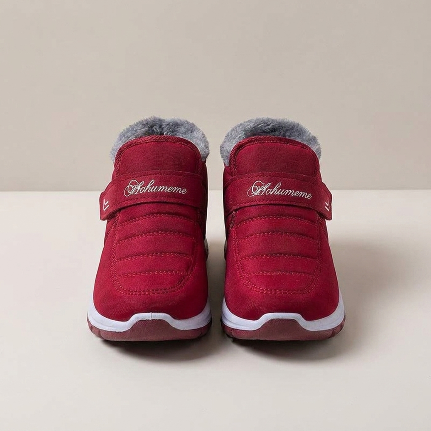 PLUXSTYLE::numise::womens-slip-on-snow-boots::pack-red