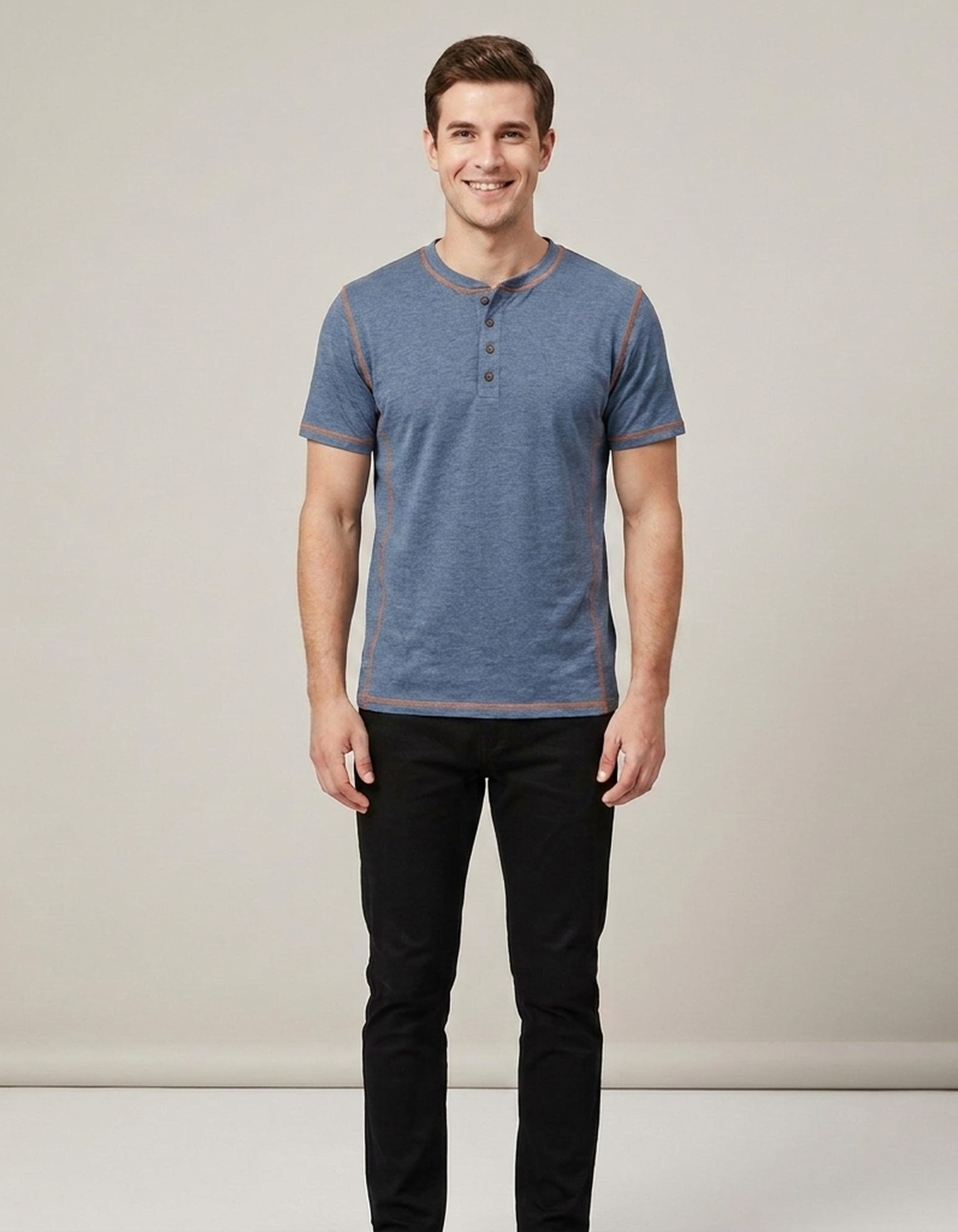 PLUXSTYLE::numise::mens-regular-fit-henley-top::front