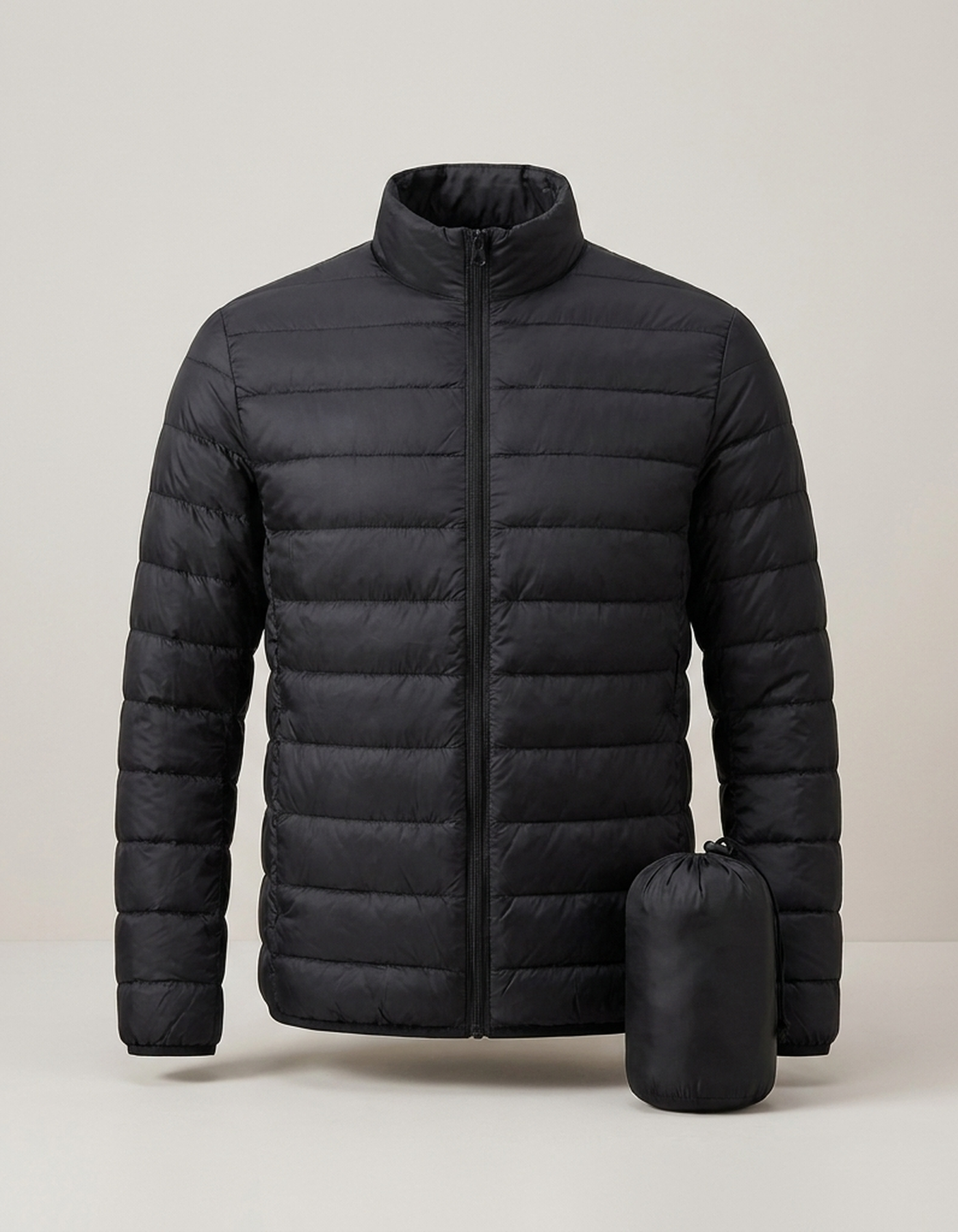 PLUXSTYLE::numise::mens-packable-puffer-parka::pack-black