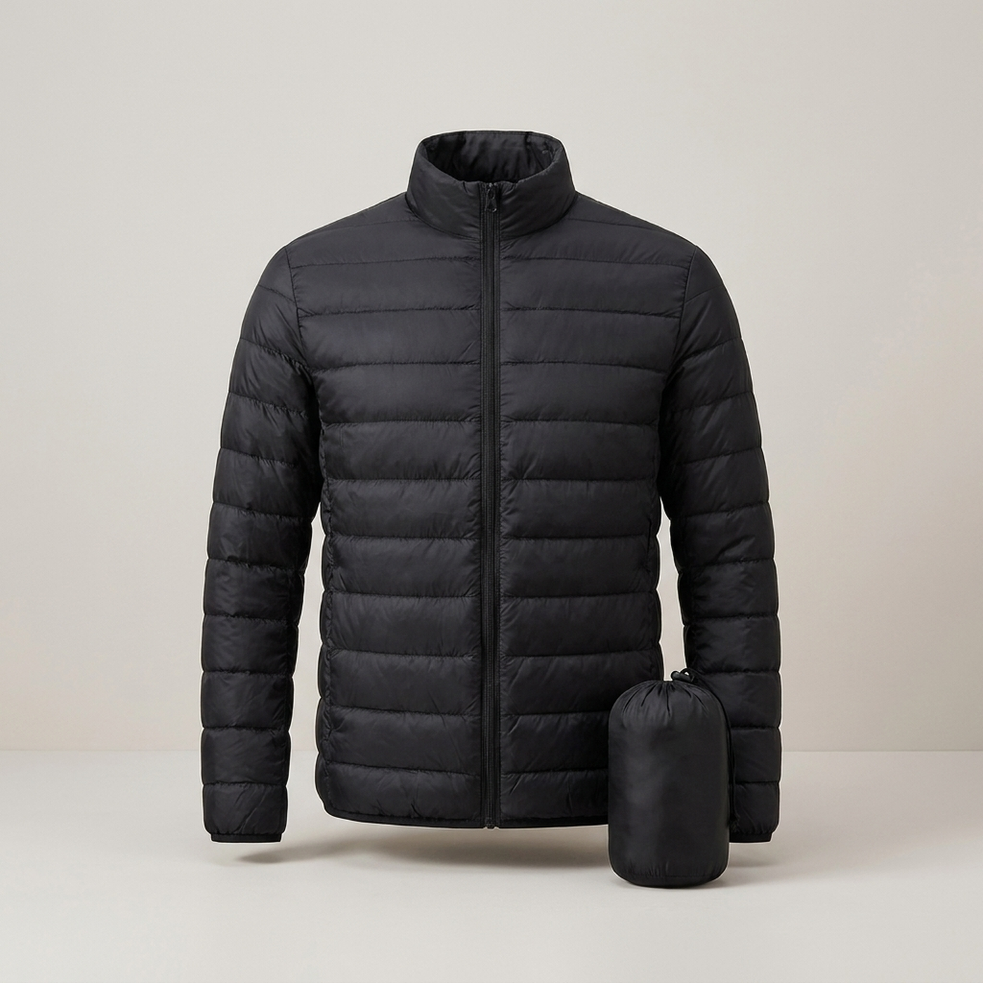 PLUXSTYLE::numise::mens-packable-puffer-parka::pack-black
