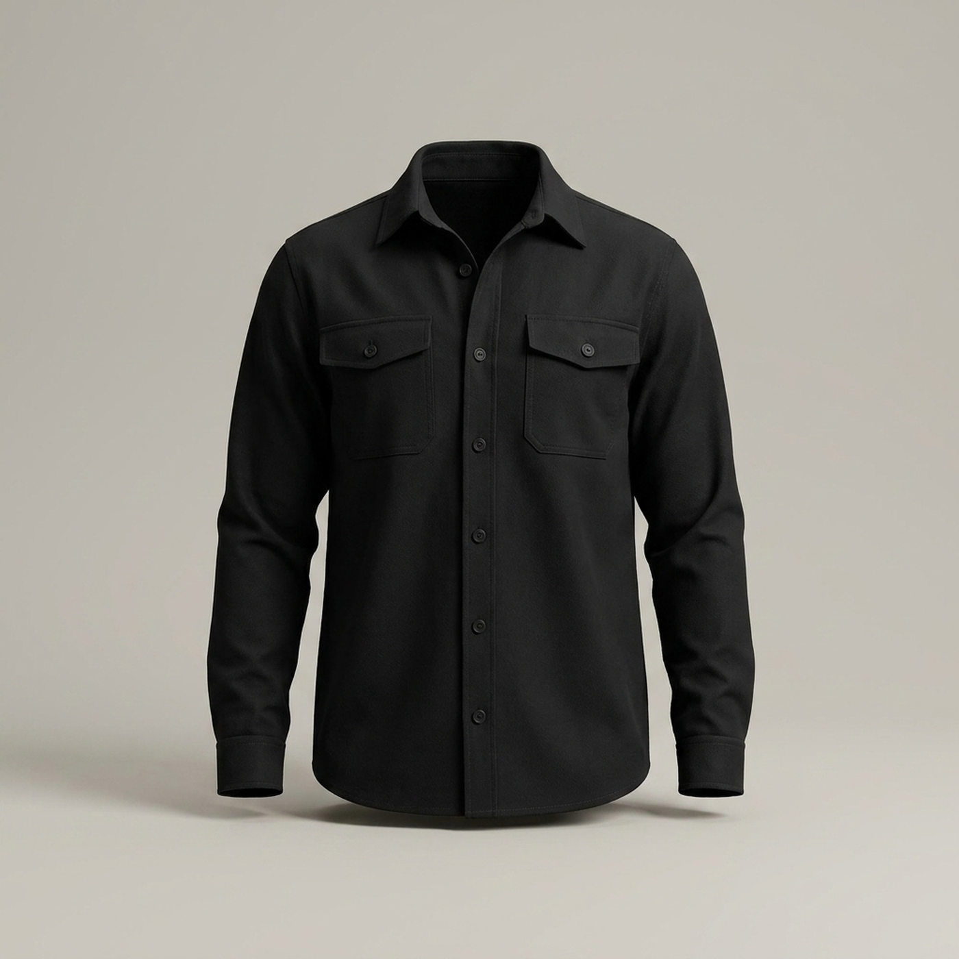 PLUXSTYLE::numise::mens-relaxed-utility-overshirt::pack-black