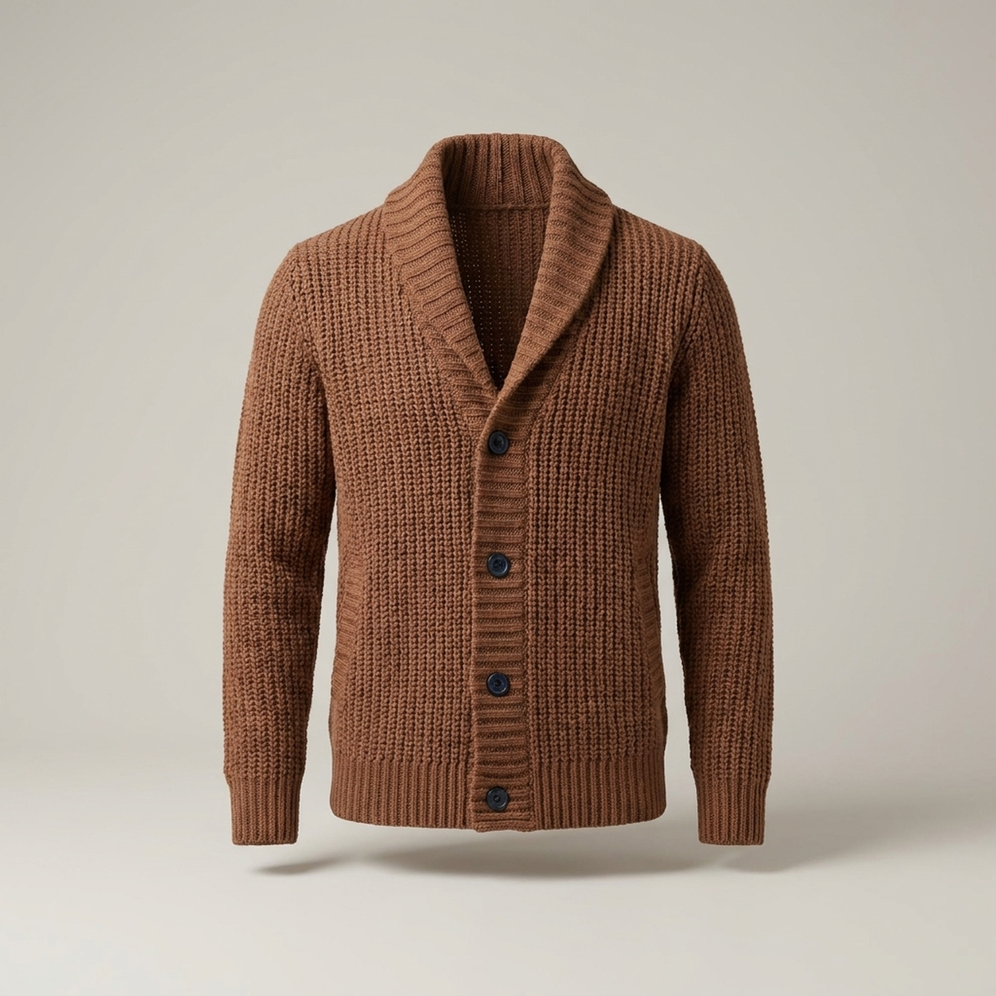PLUXSTYLE::numise::mens-button-front-cardigan::pack-brown