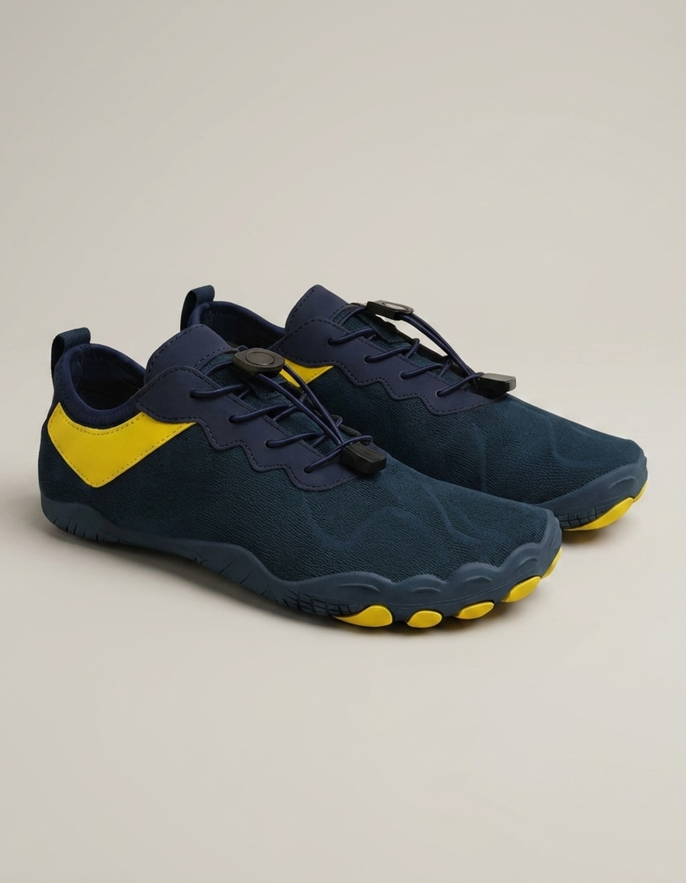 PLUXSTYLE::numise::mens-toggle-lace-barefoot-sneakers::pack-dark-blue