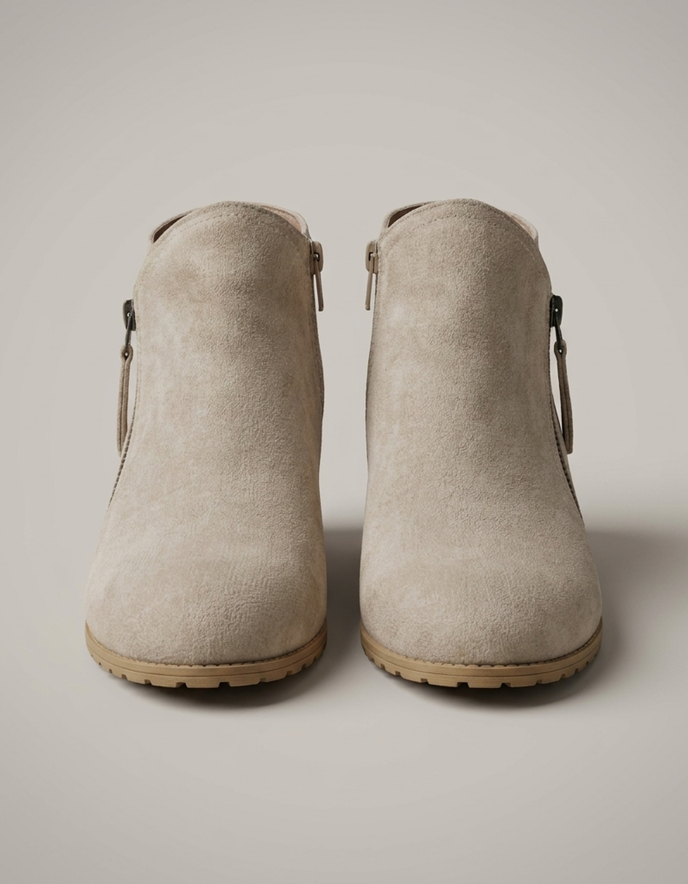 PLUXSTYLE::numise::low-block-heel-ankle-boots::pack-beige