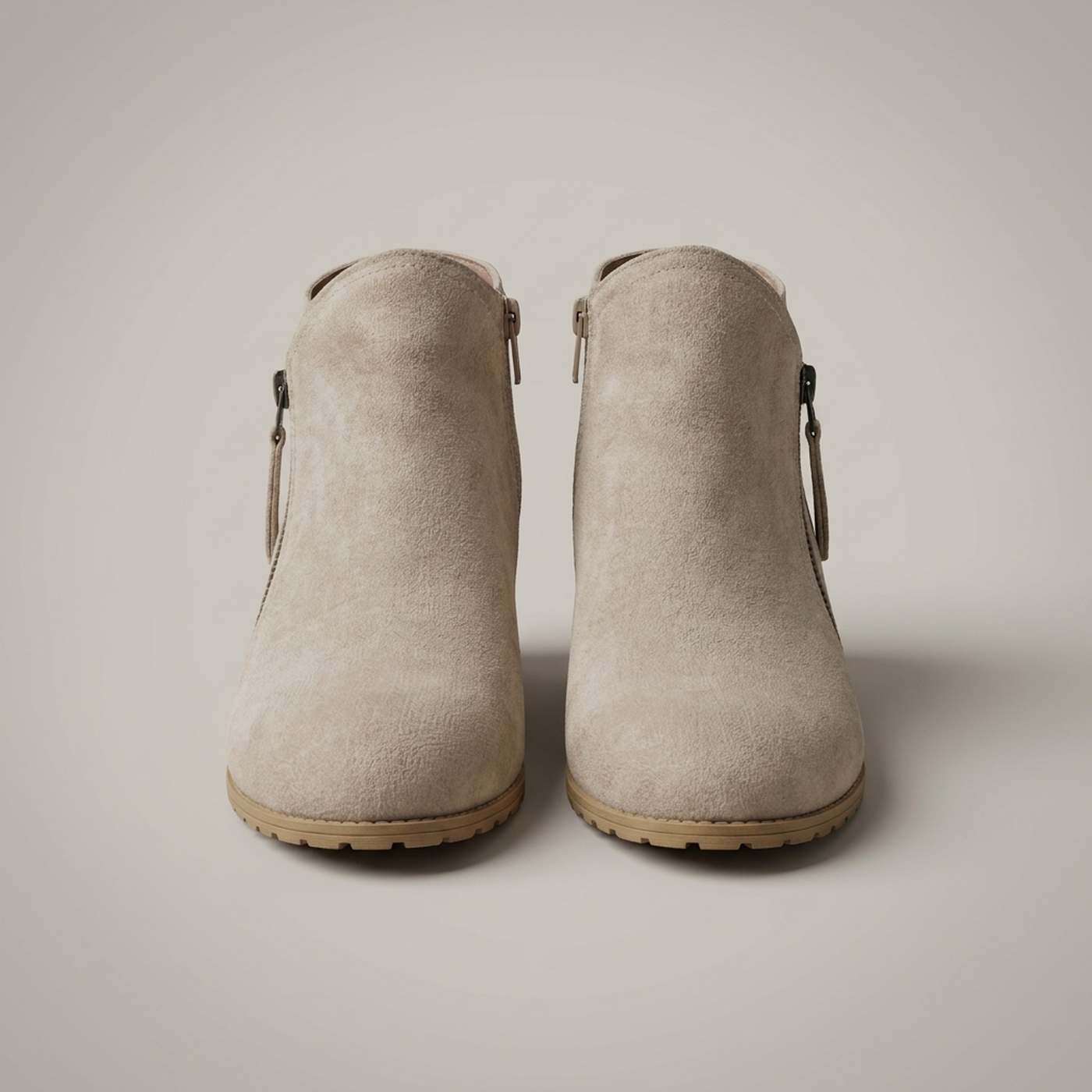 PLUXSTYLE::numise::low-block-heel-ankle-boots::pack-beige