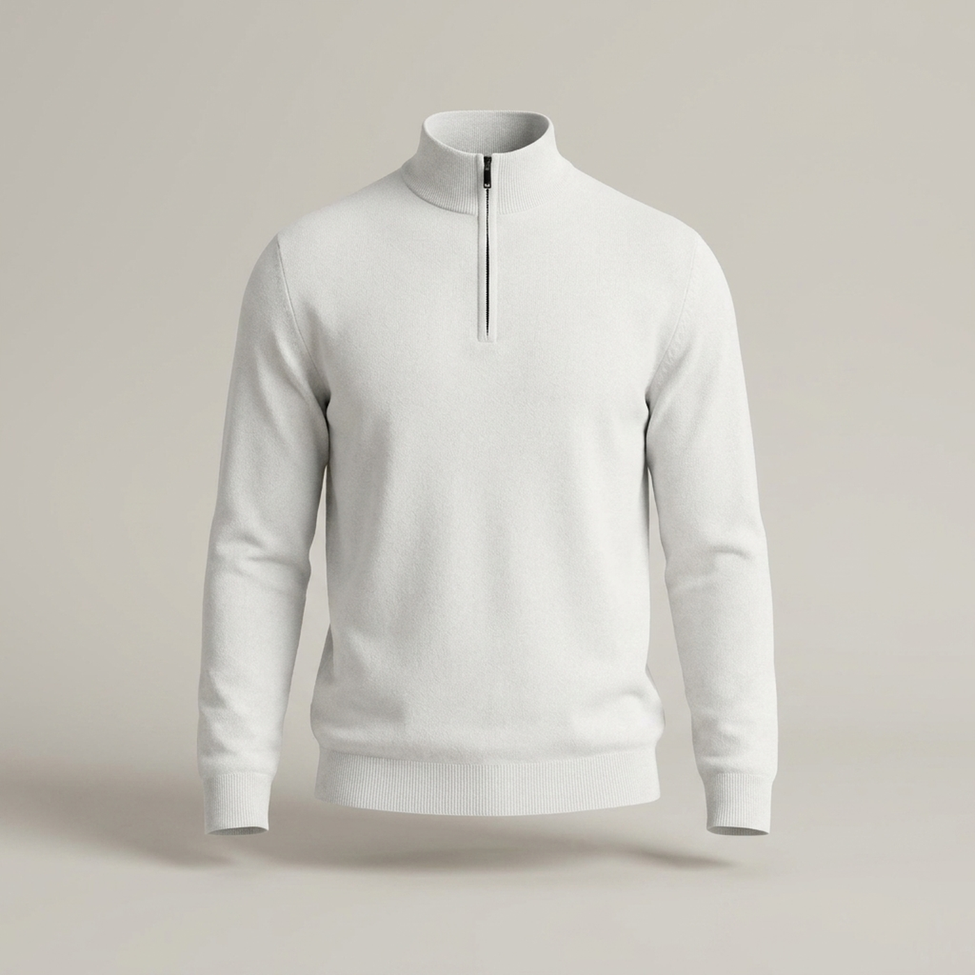 PLUXSTYLE::numise::mens-high-neck-half-zip-sweater::pack-white