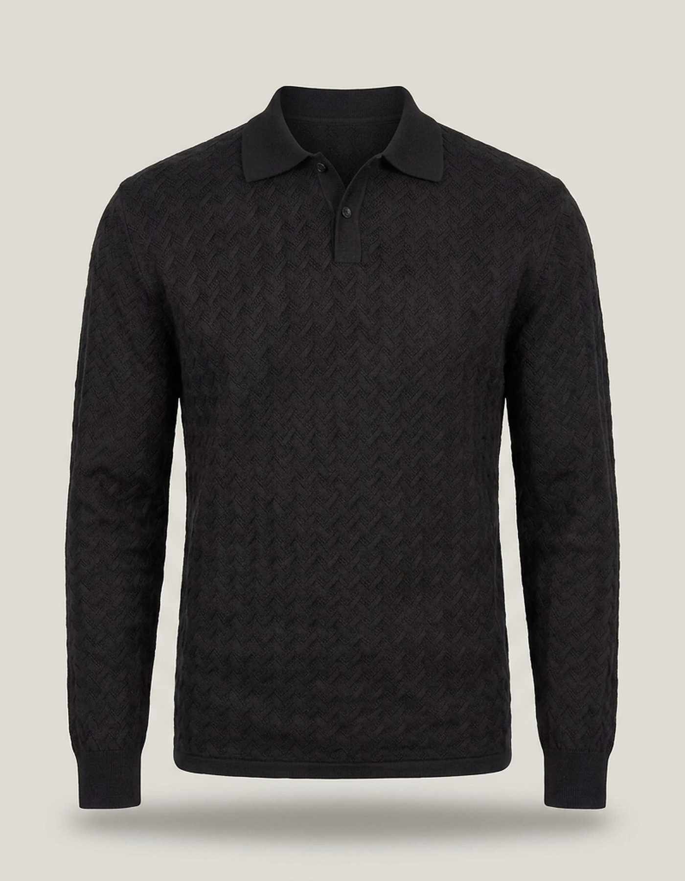 PLUXSTYLE::numise::mens-long-sleeve-polo-sweater::pack-black