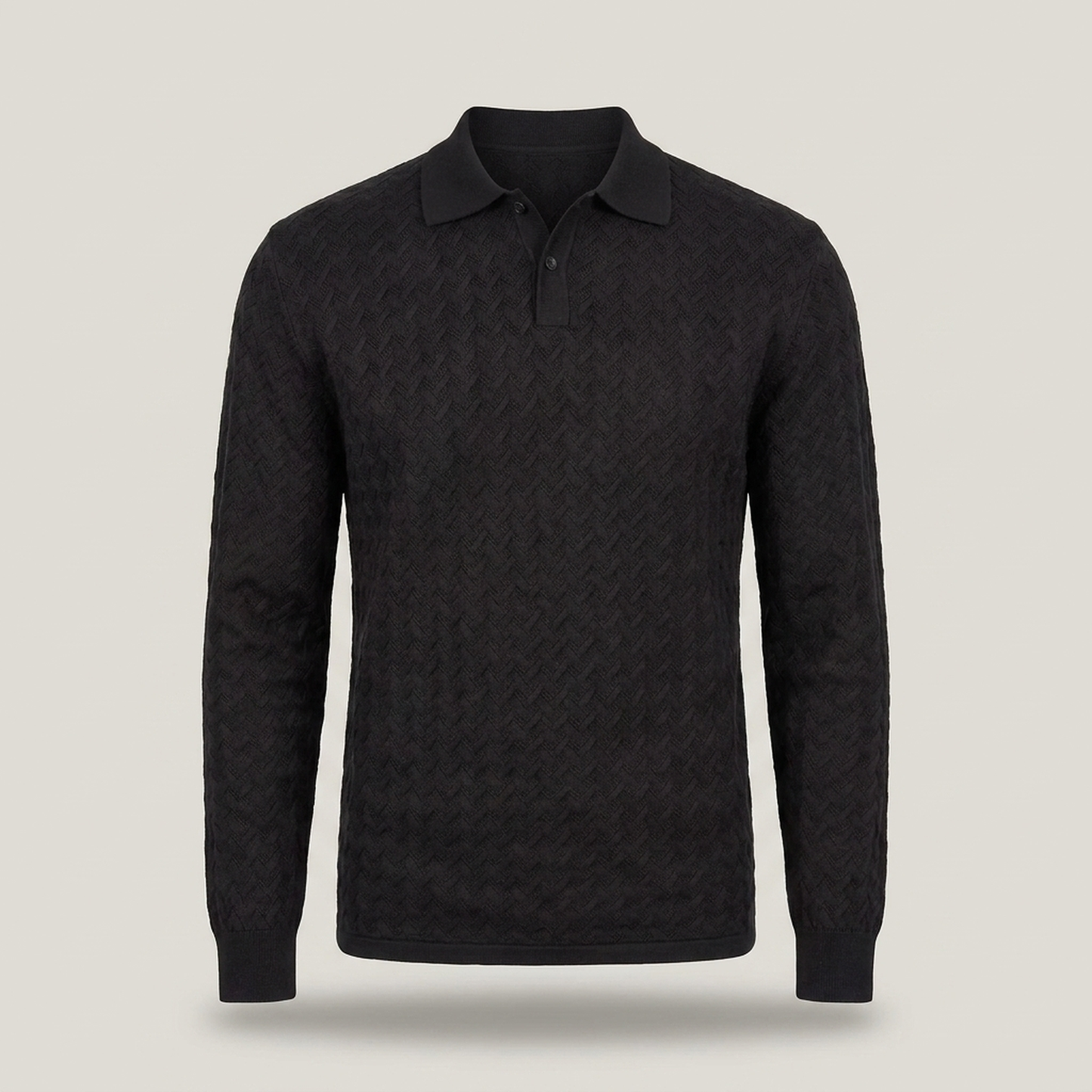 PLUXSTYLE::numise::mens-long-sleeve-polo-sweater::pack-black