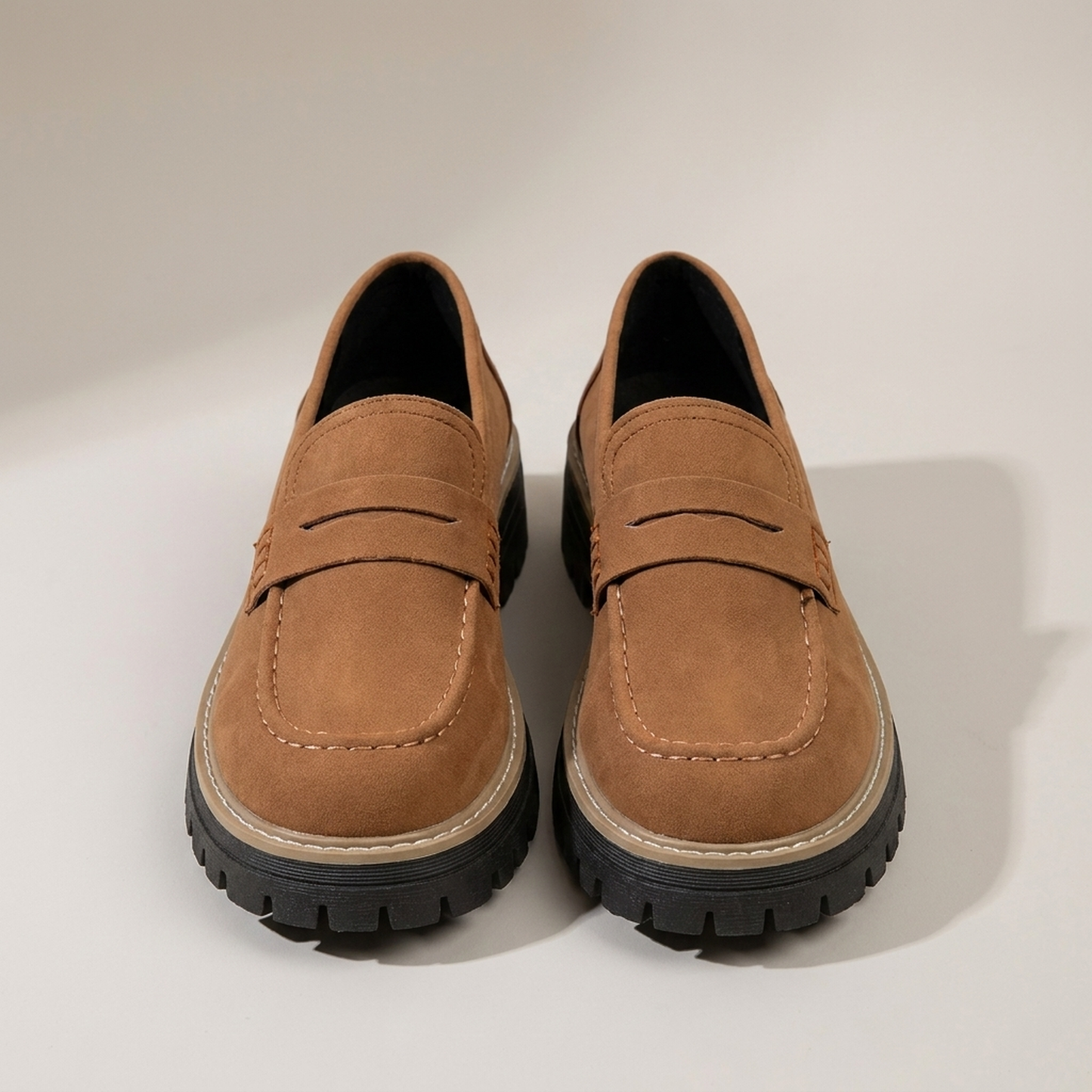 PLUXSTYLE::numise::platform-penny-loafers::pack-brown