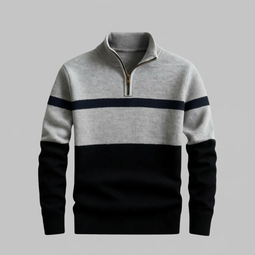 Colorblock Quarter-Zip Sweater