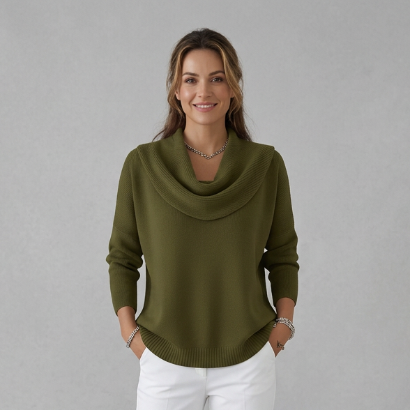 Relaxed Fit Cowl Neck Sweater