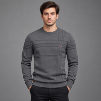 Men’s Textured Stripe Crew-Neck Sweater