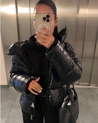 PLUXSTYLE::numise::unisex-glossy-puffer-jacket::lifestyle-keep-1