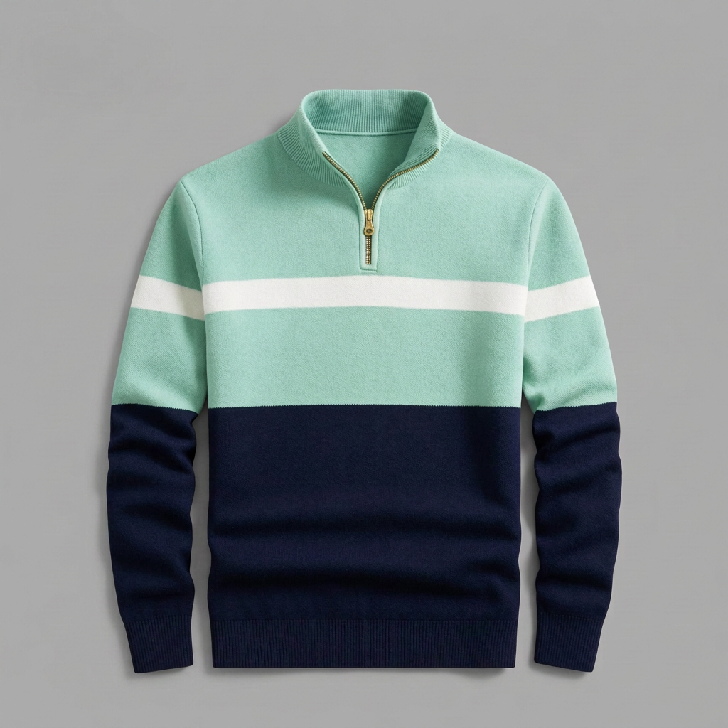 Colorblock Quarter-Zip Sweater