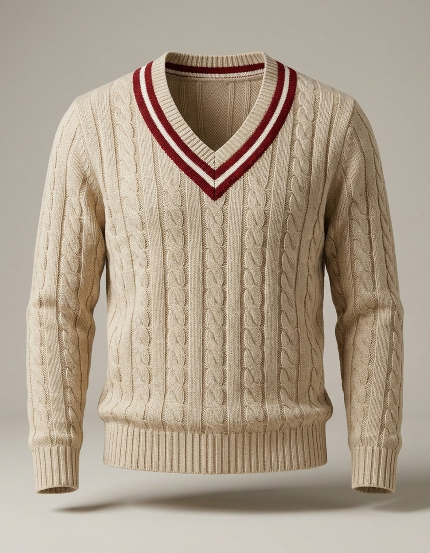 PLUXSTYLE::numise::mens-textured-v-neck-sweater::pack-beige