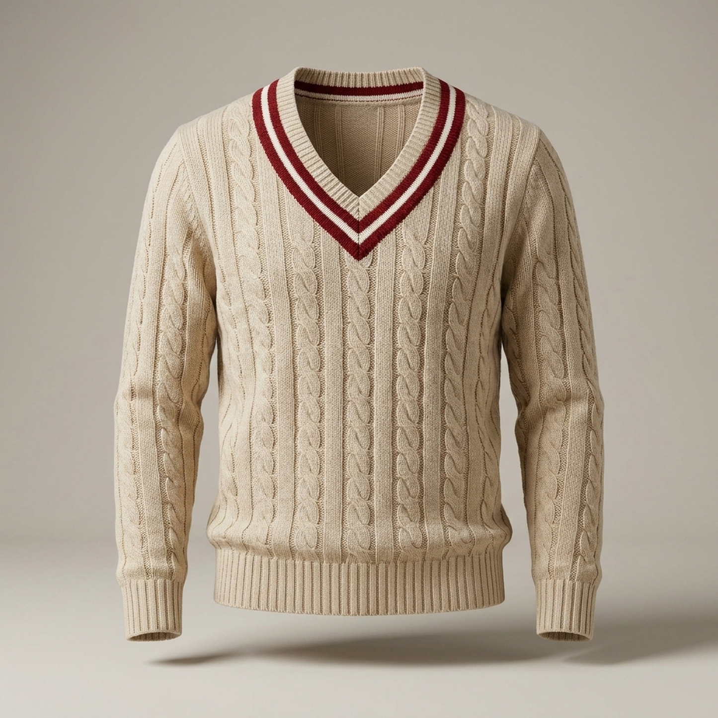 PLUXSTYLE::numise::mens-textured-v-neck-sweater::pack-beige