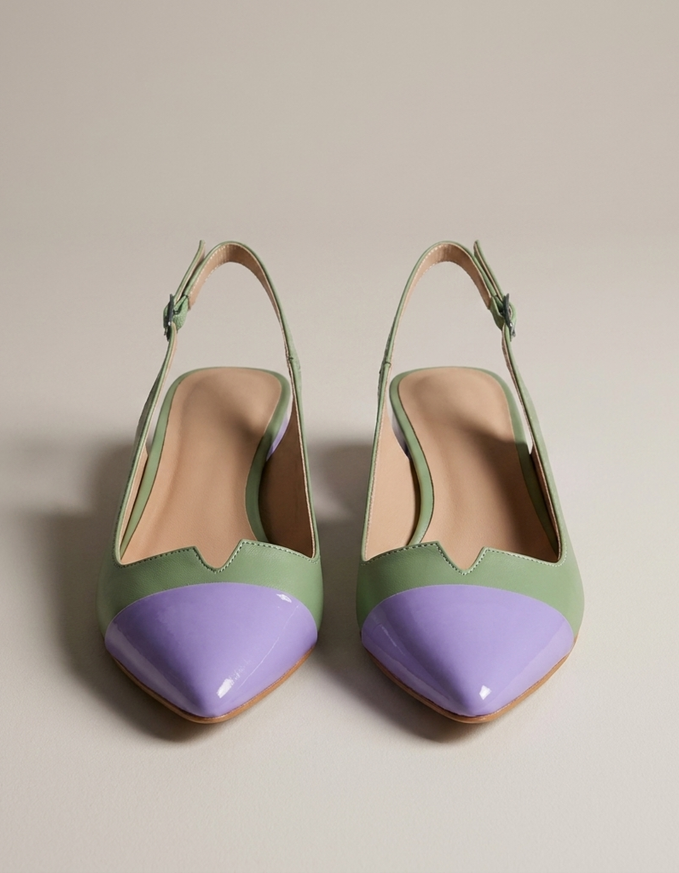PLUXSTYLE::numise::color-block-ballet-flats::pack-green