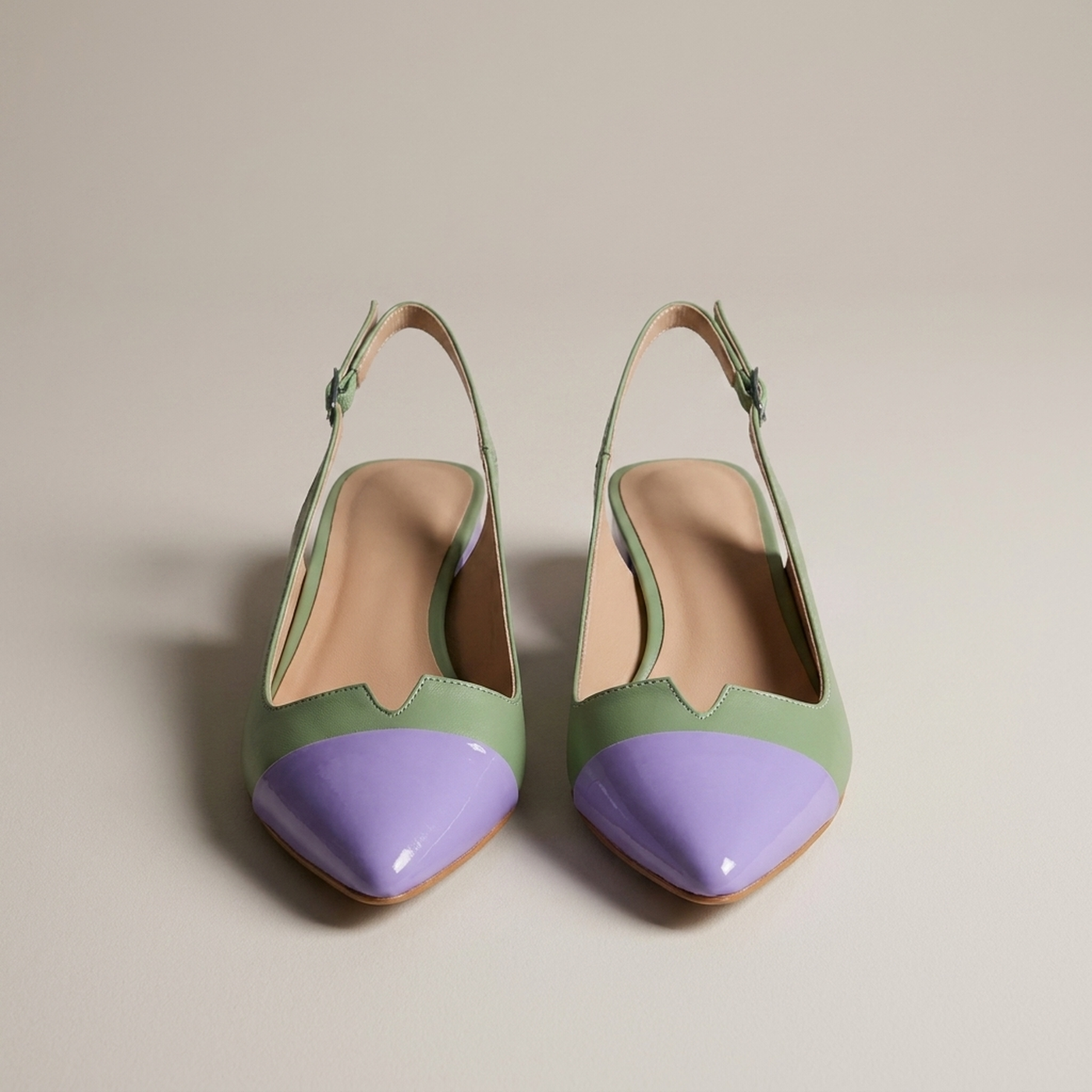 PLUXSTYLE::numise::color-block-ballet-flats::pack-green
