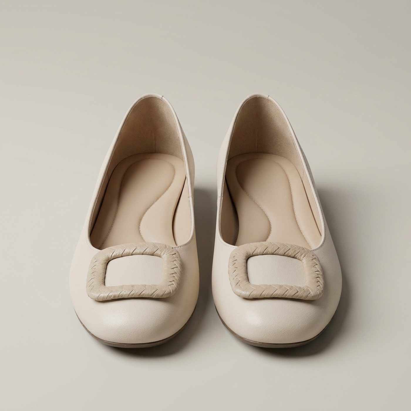 PLUXSTYLE::numise::womens-flat-sole-ballerina-footwear::pack-beige