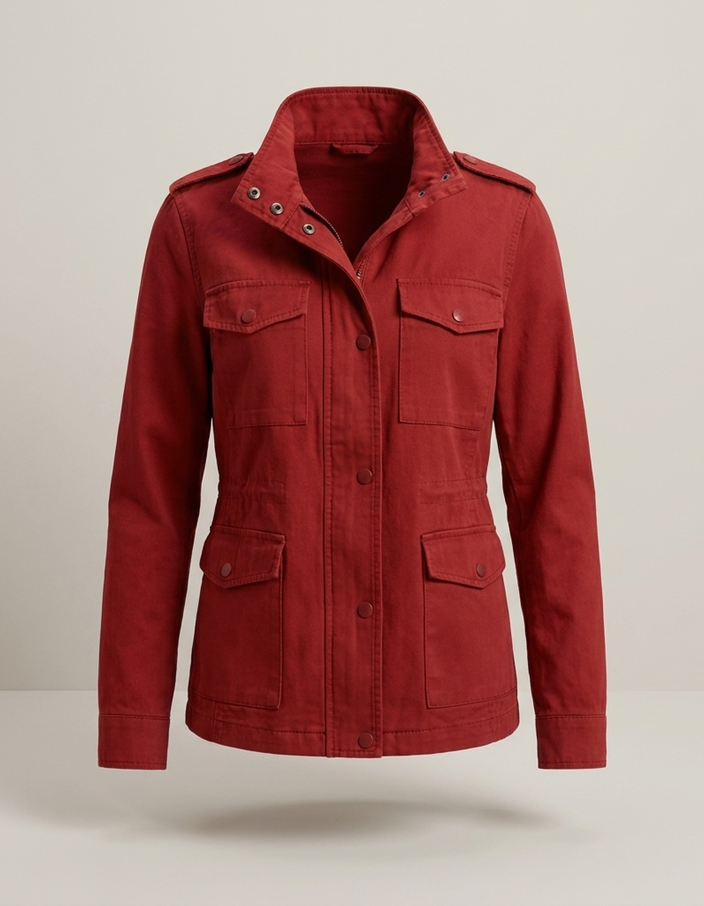 PLUXSTYLE::numise::military-inspired-utility-parka::pack-red