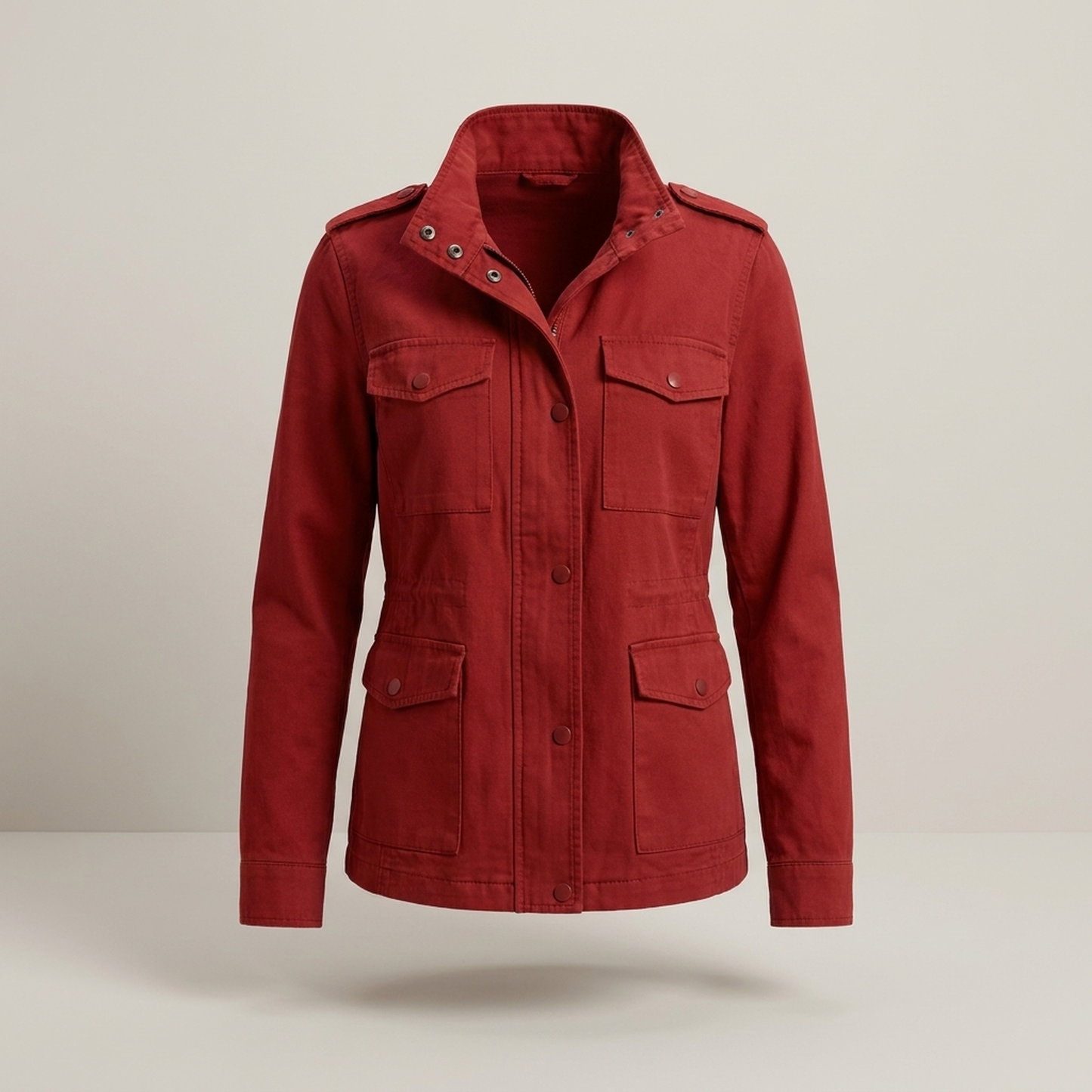 PLUXSTYLE::numise::military-inspired-utility-parka::pack-red
