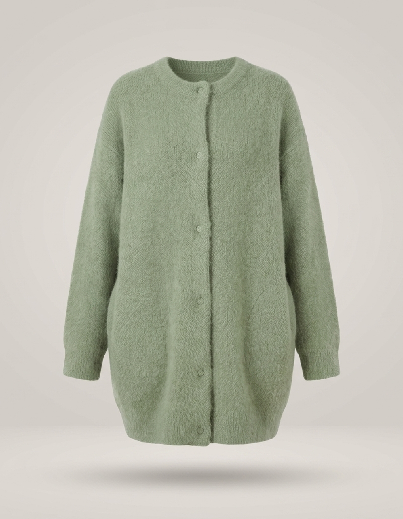 PLUXSTYLE::numise::longline-button-front-cardigan::pack-green